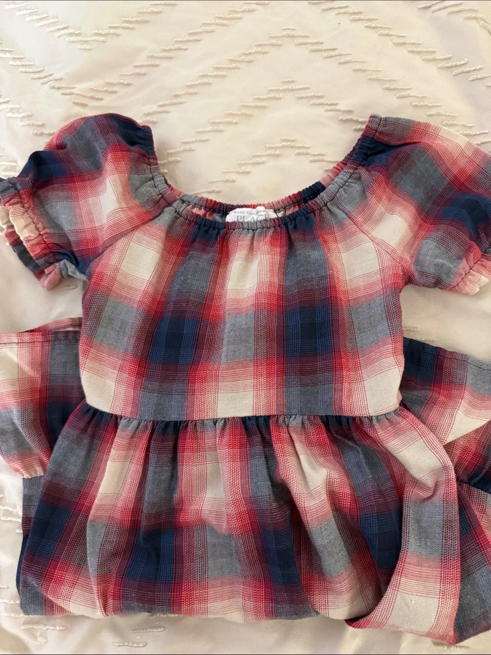 The Children's Place Red, Blue & White Plaid Ruffle Dress - Picture 5 of 5